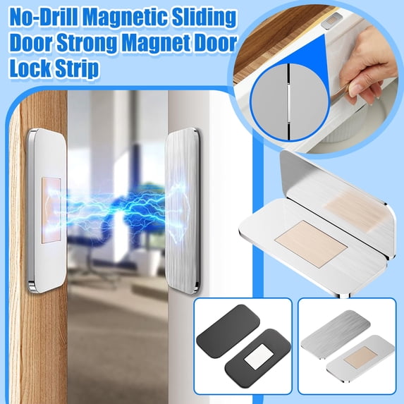 Ultra-Thin Magnetic Cabinet Catch, Strong Adhesive Door Latch for Sliding Door, Drawer, Closet & Cupboard, Heavy Duty No-Drill Magnet (1 Bag (10pc Magnetic Stickers))