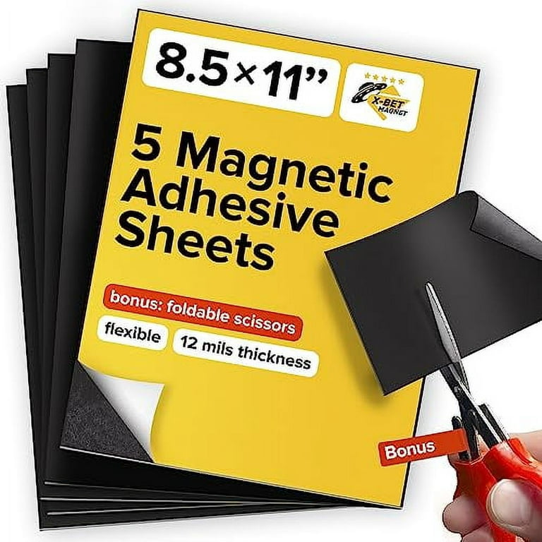 Verve Magnetic Sheets with Adhesive Backing, 8 x 10 inch Flexible Magnetic Paper for Crafts, Photos, and DIY Projects, 10 Pack