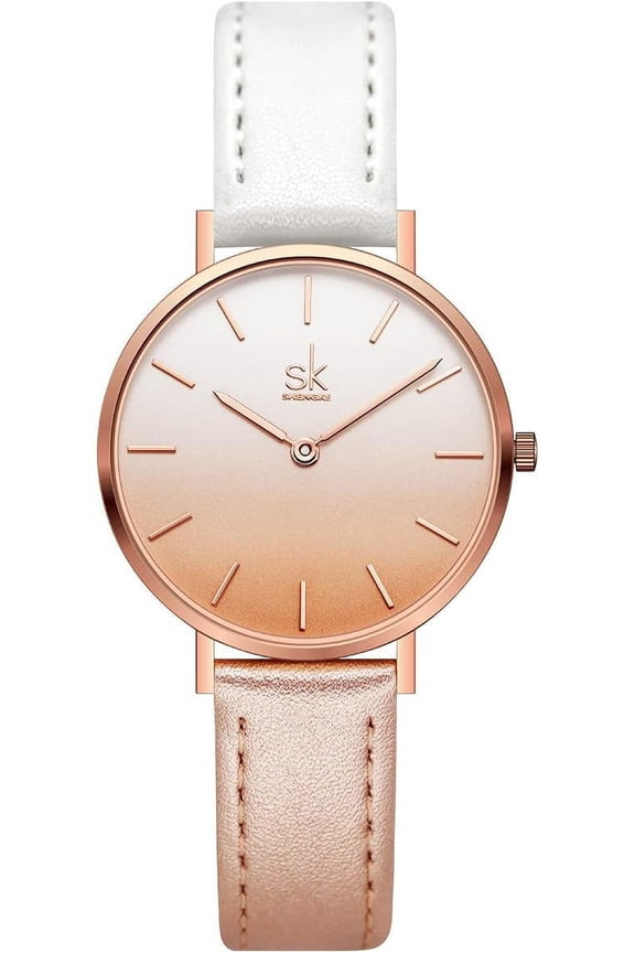 Ultra Thin Minialist Women Watches Simple Two Hands Ladies Dress Watch Leather Strap