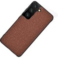 thumbnail image 1 of Ultra-Thin PU Canvas + TPU Personalized Phone Case for Samsung Galaxy S22 Ultra S21 Plus S20 FE, Lens Protection Shockproof Back Cover(Brown,S22 Ultra), 1 of 8