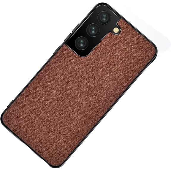Ultra-Thin PU Canvas + TPU Personalized Phone Case for Samsung Galaxy S22 Ultra S21 Plus S20 FE, Lens Protection Shockproof Back Cover(Brown,S20)