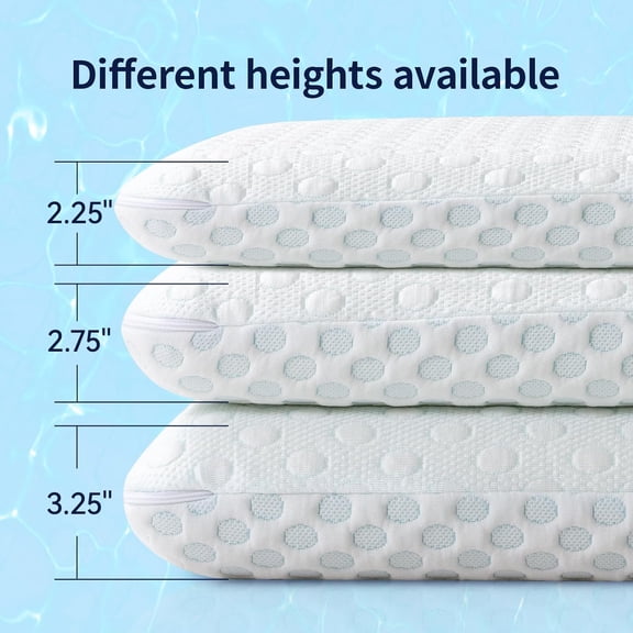 Ultra Thin Pillow 3.25" Stomach Sleeping, Slim Pillow for Side Back Stomach Sleepers, Gel Infused Memory Foam Pillows with Two-Sided Pillow - CertiPUR-US - Standard