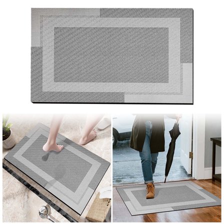 Ultra Thin Quick Dry Bath Mat - 16"x24" Non Bathroom Rug with Diatomaceous Earth Absorbent Technology - Super Absorbent Shower Mat with Rubber Backing Fits Under Door - Gray Washable Bath Mat