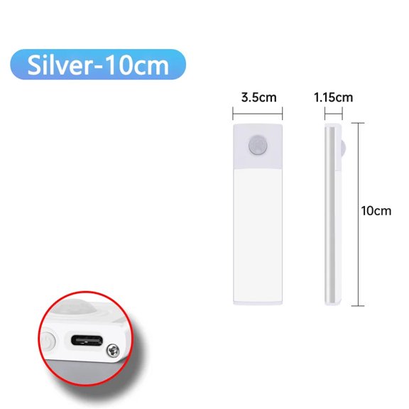 Ultra Thin Rectangular USB Rechargeable Motion Sensor Under Cabinet LED Night Light, CE & FCC Certified Wireless Closet Lamp With Built-in Lithium Battery, Indoor Emergency Lighting For Corridor