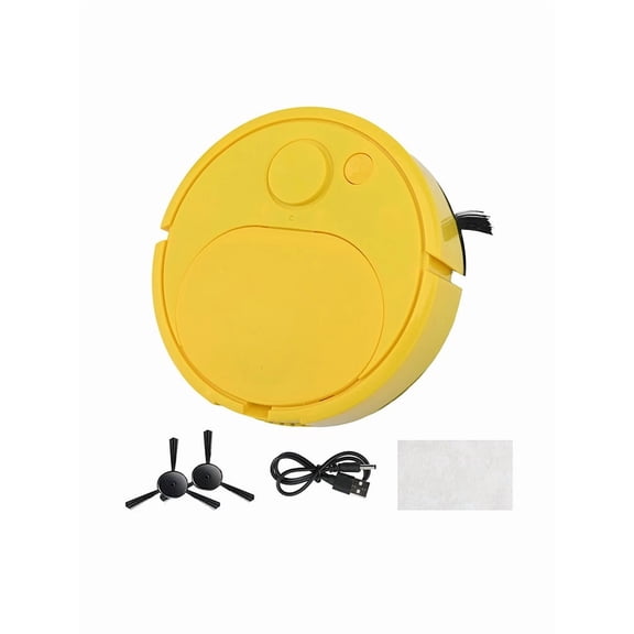 Ultra-Thin Robotic Vacuum Cleaner with Mop Function, Smart Navigation and Rechargeable Battery, Dual Sweeping and Mopping Hoovers for Pet Hair on Carpets and Hard Floors, Black(yellow)
