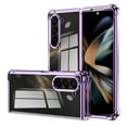 thumbnail image 1 of Ultra-Thin Samsung Galaxy Z Fold 5 Case, Luxury Perfect Clear Plating Hard PC Crystal Transparent Cover, Finish Anti-Scratch Shockproof Protection Case for Galaxy Z Fold 5, Purple, 1 of 8