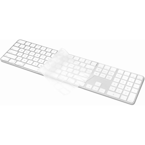 Ultra Thin Silicone Keyboard Cover Skin for 2022 Mac Studio & 2021 Apple iMac 24'' M1 Chip Magic Keyboard 2 with Numeric Keypad Touch ID A2520 Accessory U.S Enter Soft Protector, Transparent