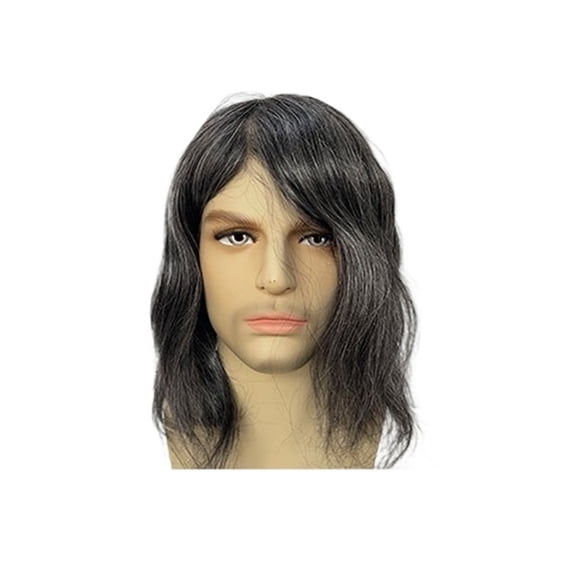 Ultra Thin Skin Men Toupee 12Inch Long Full PU Human Hair Replacement System