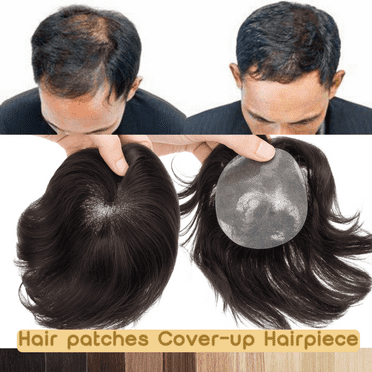 Ultra Thin Skin PU Toupee Hair Piece 100% Human Hair Mini Replacement System Topper Hairpiece For Bald Spot Top Cover UP 8*8cm Poly Skin Base 6inch Brown