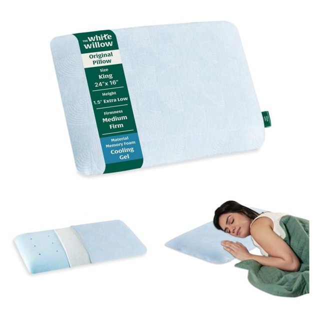 Ultra Thin Slim Flat Pillow For Sleeping Memory Foam Cooling Gel Low