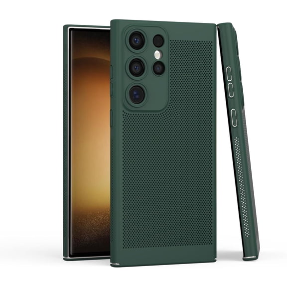 Ultra-Thin Thermal mesh case with Lens Film Protection, Drop-Proof, Simple and Stylish, for Samsung Galaxy S23 S22 S21 Ultra Plus Note20 Note10 Phone Case (Dark Green,Note 10)