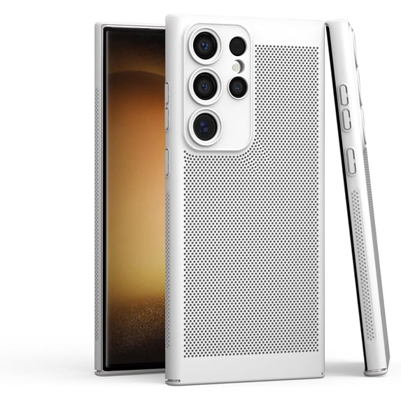 Ultra-Thin Thermal mesh case with Lens Film Protection, Drop-Proof, Simple and Stylish, for Samsung Galaxy S23 S22 S21 Ultra Plus Note20 Note10 Phone Case (White,S22 Plus)