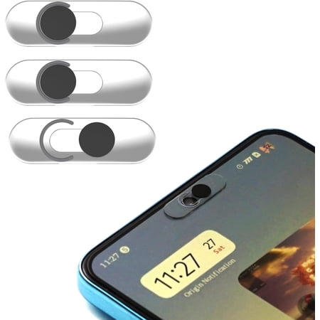 Ultra-Thin Transparent Front Camera Cover, Webcam Privacy Protector Slide for Smartphones, Compatible with Galaxy Pixel iPad, Anti-Peep Privacy Protection, 3 Packs