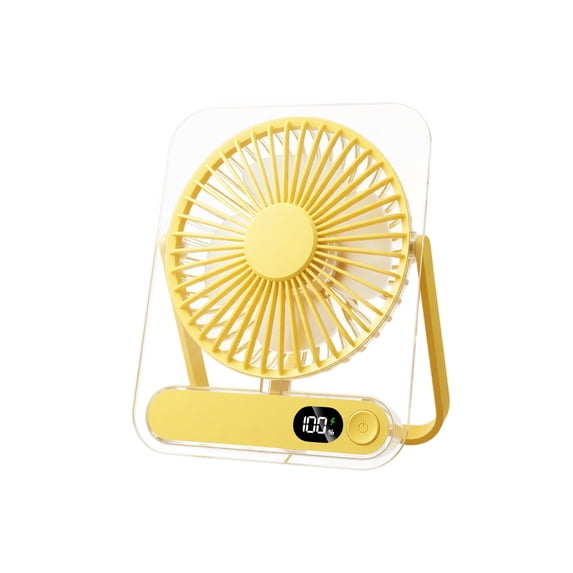 Ultra-Thin Transparent Rechargeable Desk Fan, Adjustable Tilt Portable USB Table Fan with Battery Display, Quiet Personal Cooling Fan for Office Bedroom Travel,6.3*5.3 in.