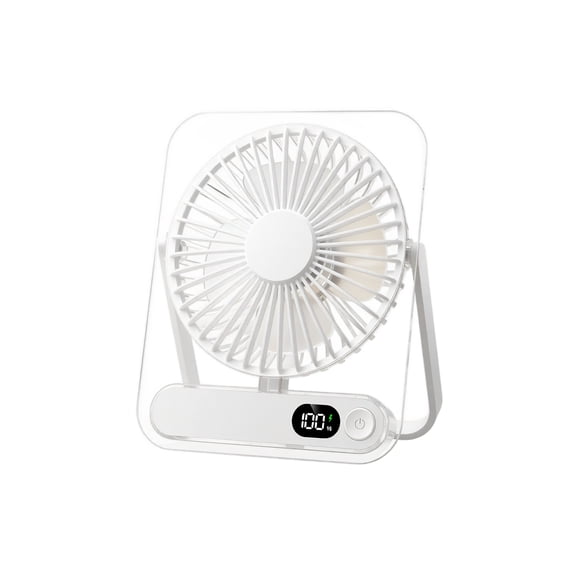 Ultra-Thin Transparent Rechargeable Desk Fan, Adjustable Tilt Portable USB Table Fan with Battery Display, Quiet Personal Cooling Fan for Office Bedroom Travel,6.3*5.3 in.