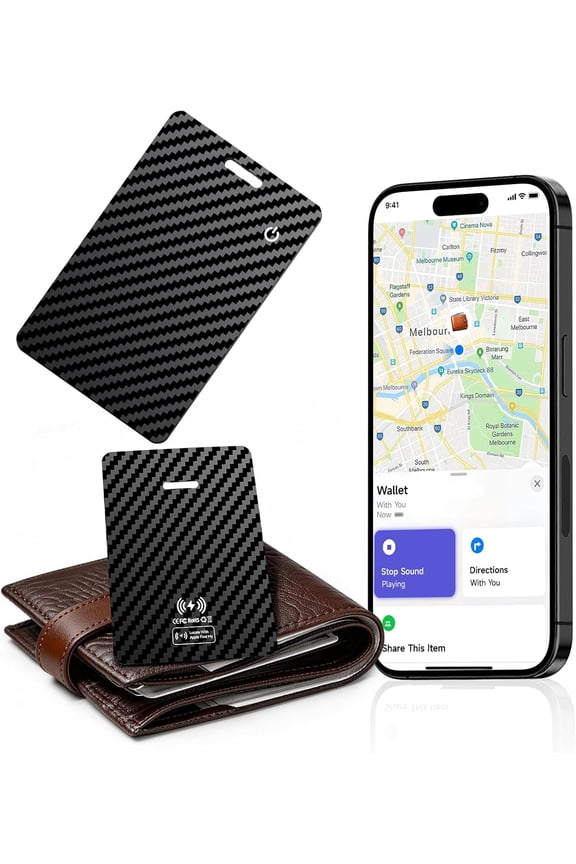 Ultra-Thin Wallet Tracker Card,Smart Wallet Tracker for Apple Find My - Rechargeable Wallet Tracking Tag, Item Locator for Wallet, Luggage, Passport, Purse & Backpack [Apple MFi Certified] iOS Only