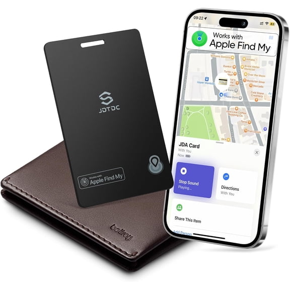 Ultra-Thin Wallet Tracker Card, Works with Apple Find My (iOS) | Genuine MFi certified Credit-Sized Locator. IP68 Waterproof Anti-loss Smart Tracker Card for Passport, Luggage & Bags.