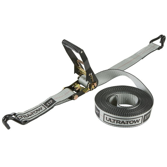 Ultra-Tow XTP 2in. x 27ft. Ratchet Strap with J-Hooks,10,000-Lb. Breaking Strength, 3300-Lb. Working Load, Gray