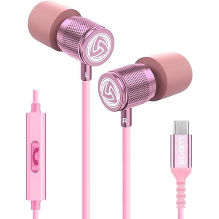 CJBZLC Ultra USB C Headphones for iPhone 16 15 Pro Max Plus iPad Pro, 5 Years Warranty, Magnetic USB-C Earbuds for Samsung Galaxy S24 S23 Ultra S22 S21 FE S20 A55 A54 A53, USB Type C Earphones - Pink