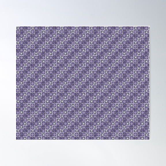 Ultra Violet And Grey Squares Retro Pattern Poster Wall Art, Modern Wall Decor For Living Room Bedroom, 8x12 UNFRAMED