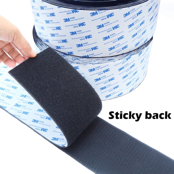 Ultra Wide Black Industrial Velcro Strips  3.3FT Long Strong Adhesive Hook and Loop Fastener Type for Wall Mounting