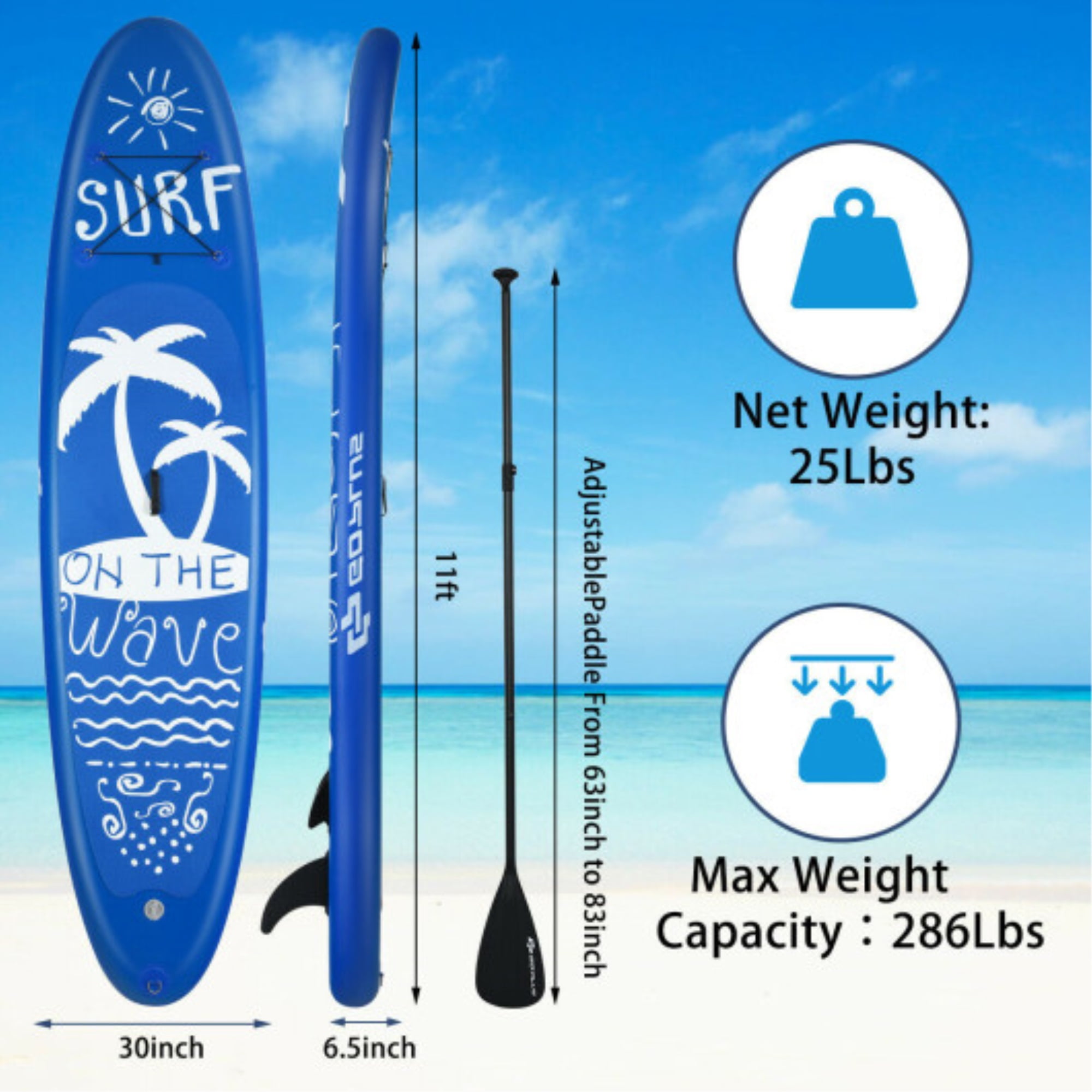 Ultra-Wide Inflatable Stand Up Paddle Board with Non-Slip Surface and ...