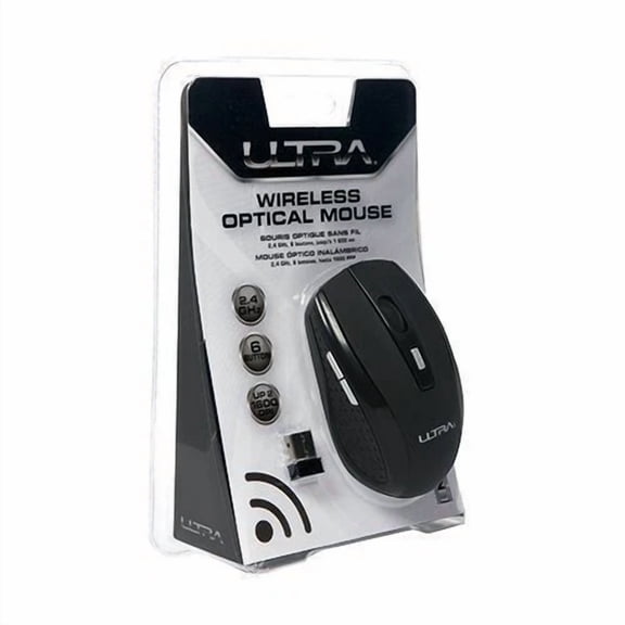Ultra Wireless Optical Mouse 2.4Ghz 6Button 800/1200/1600Dpi Cordless Mini Black