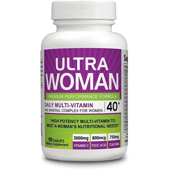 Ultra Woman - Multi-Vitamins 90 Tablets - Premium Performance Formula 100% Natural - Multivitamins for Woman - Dietary Supplement