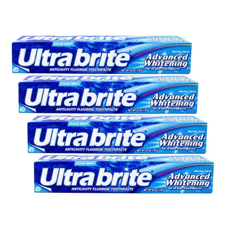 Ultra brite Advanced Whitening Toothpaste Clean Mint 6 oz (Pack of 4)