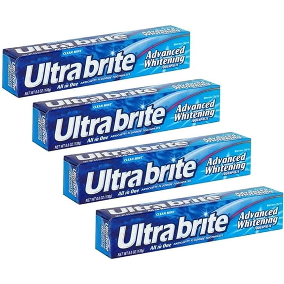 Ultra brite Advanced Whitening Toothpaste Clean Mint 6 oz (Pack of 4)