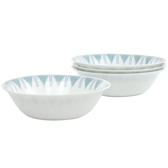 Ultra by Gibson 4 Piece 7.5 Inch Round Tempered Opal Glass Bowl Set in Blue
