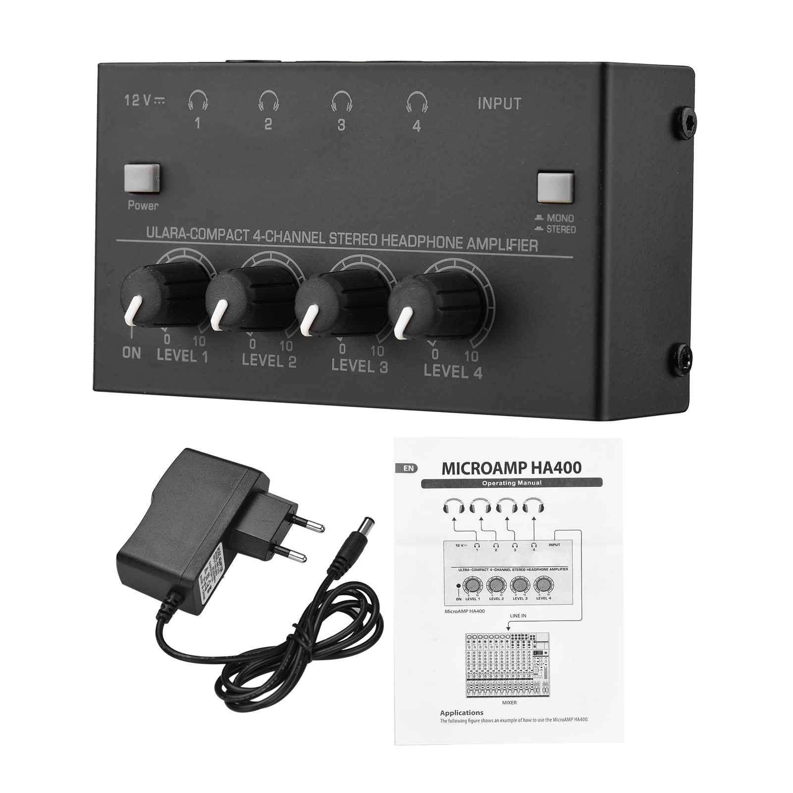 4channel Stereo Headphone Amplifier Upgraded Mini Audio Amp with Mono & Stereo