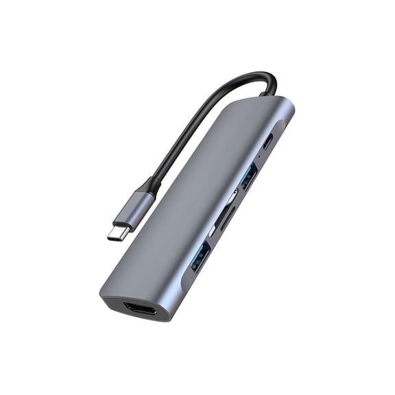 Ultra-fast Docking Station 6 in 1 Type C to 4K 30Hz HDMI-compatible+USB3.0 /TF Card 5Gbps Multiple Data Transfer Hub