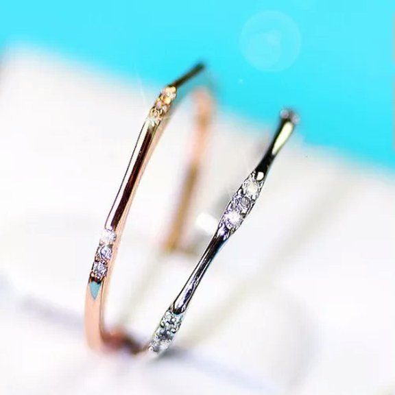 Ultra-fine Tail Ring Women's Jewelry 925 Silver/Rose Gold Wedding Party CZ Band