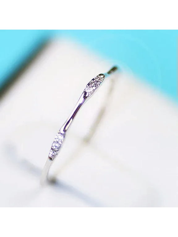 Ultra-fine Tail Ring Women's Jewelry 925 Silver/Rose Gold Wedding Party CZ Band