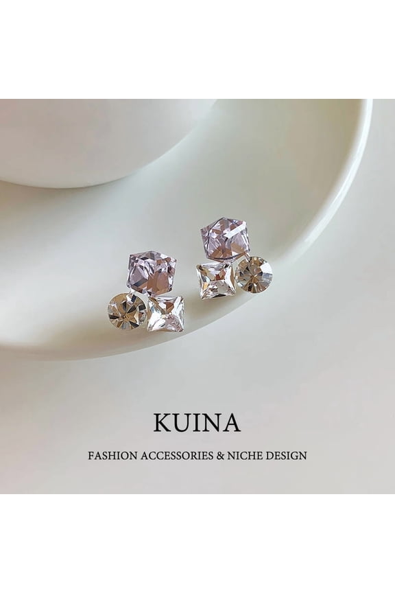 Ultra-flash purple crystal earrings female sterling silver needle earrings new explosive models senior sense of niche unique ear jewelry