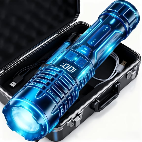 Ultra-long Battery Life Strong Light Torch | 3000LUMEN LED, Dual Power Mode (Battery/USB), Rechargeable Lithium Battery, ABS Material, 7874.02inch Range, Ideal for Daily Life And Emergency Lighting