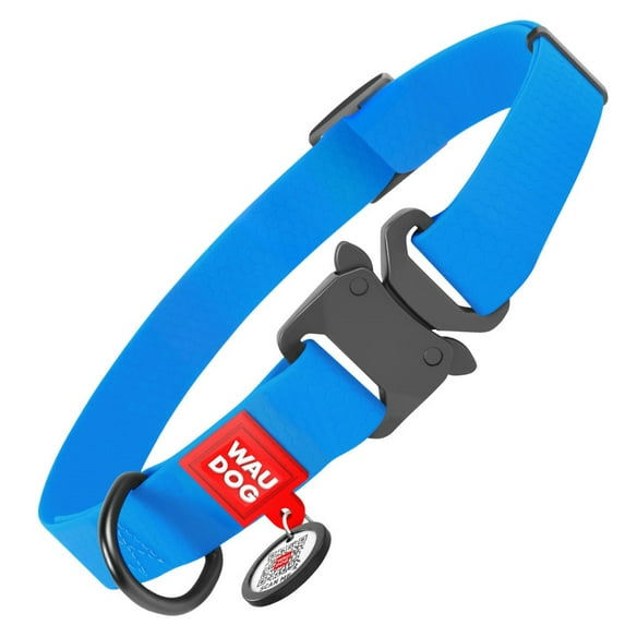 Ultra-modern Waterproof Dog Collar | Adjustable Dog Collar for Large, Small and Medium Dogs | Quick Release Buckle with Durable Metal Clasp and QR Dog Tag - Boy & Girl Dog Collars - Blue