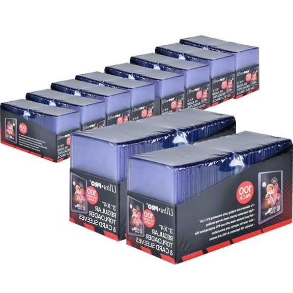 Ultra pro 1000ct Top Loader 3 "X4", Baseball card protector Hard plastic, Trading Card Sports Card holder (1000 hard card + 1000 soft card)