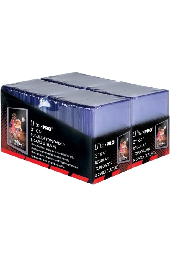 Ultra pro 200ct Top Loader 3 "X4", Baseball card protector Hard plastic, Trading Card Sports Card holder (200 hard card + 200 soft card)