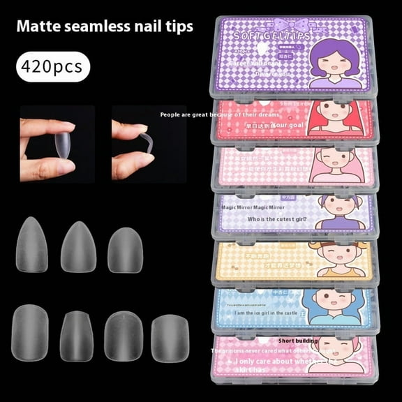 Ultra-short Frosted Nail Tips Ultra-thin Seamless Water Drop Almond Carving-free Grinding