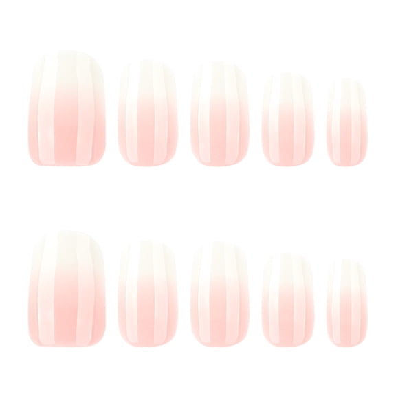 Ultra-short square nail tips, white gradient wearable nail slices, reusable press-on fake nails