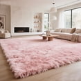 thumbnail image 1 of Ultra-soft plush carpet, 9'×12' pink non-slip long-pile floor rug, suitable for bedroom, living room, home decor, 1 of 6