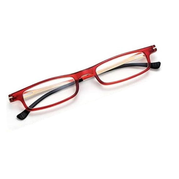 Ultra thin 4.0 Reading Glasses Women&Men,Lightweight Folding Readers Blue Light Blocking Lenses TR90 Frames,Anti UV Narrow Foldable Computer Glasses,Portable Stretchable Slim Flat case Red