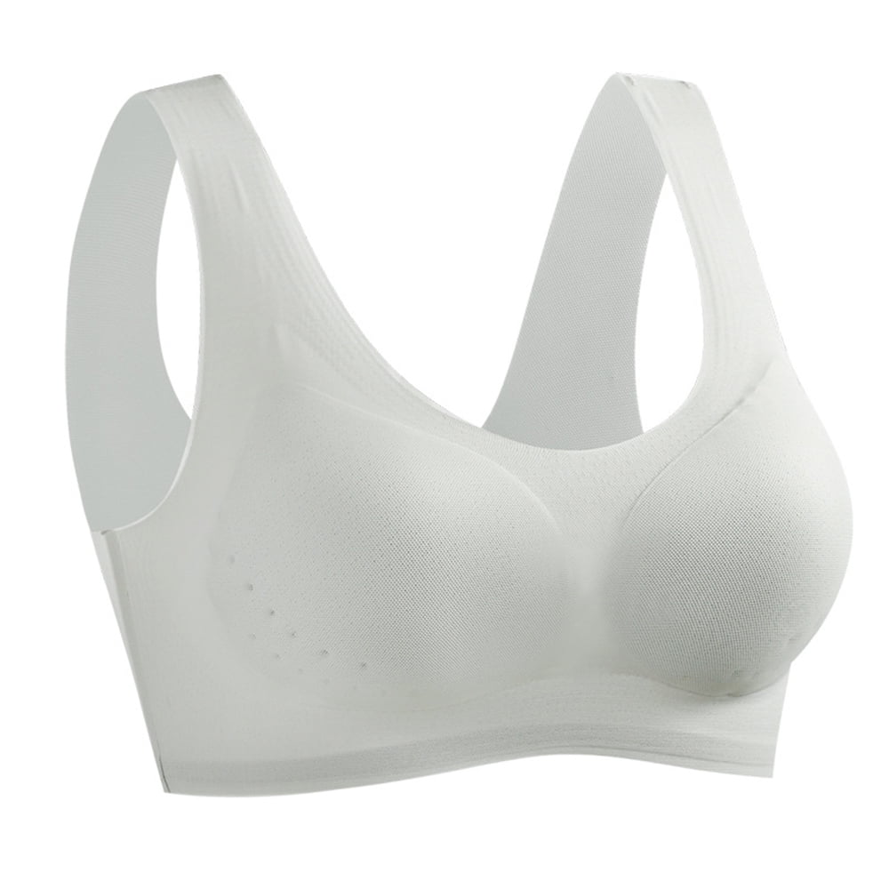 Ultra-thin Ice Silk BraThin Silk Seamless Bra Wireless Underwear with  Removable Pad for Women Breathable XL Gray