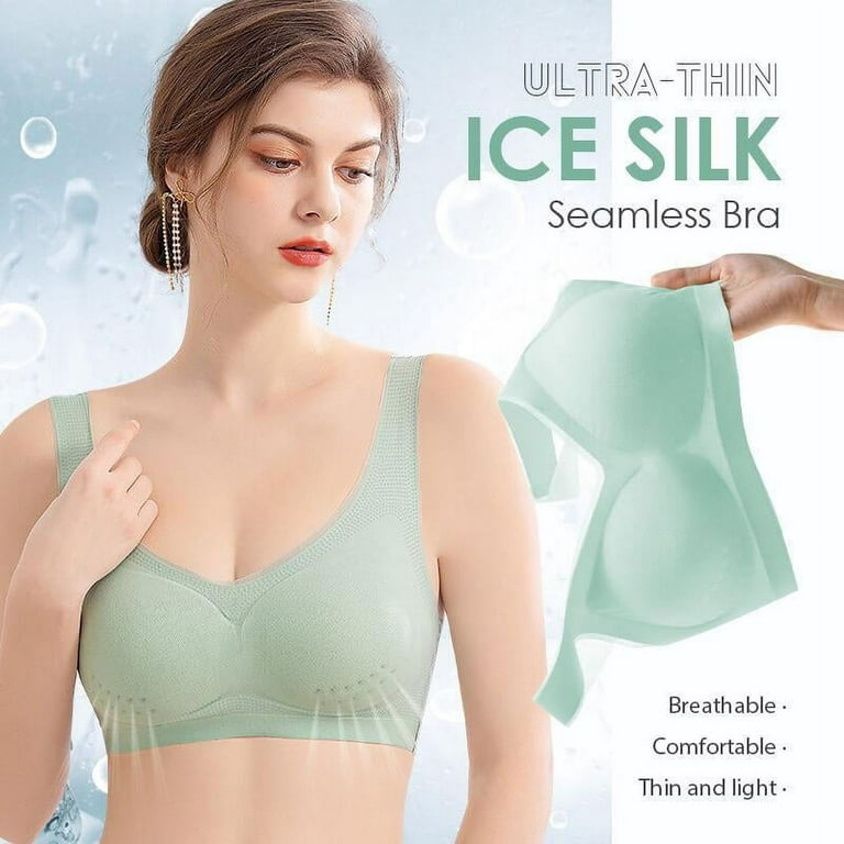 Ultra-thin Ice Silk BraThin Silk Seamless Bra Wireless Underwear with  Removable 