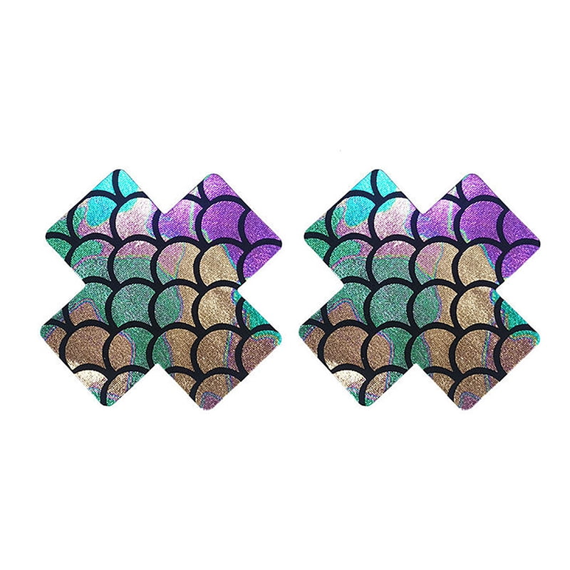 Ultra-thin Laser Mermaid Chest Sticker 1 Pairs Breast Pasties Nipple ...