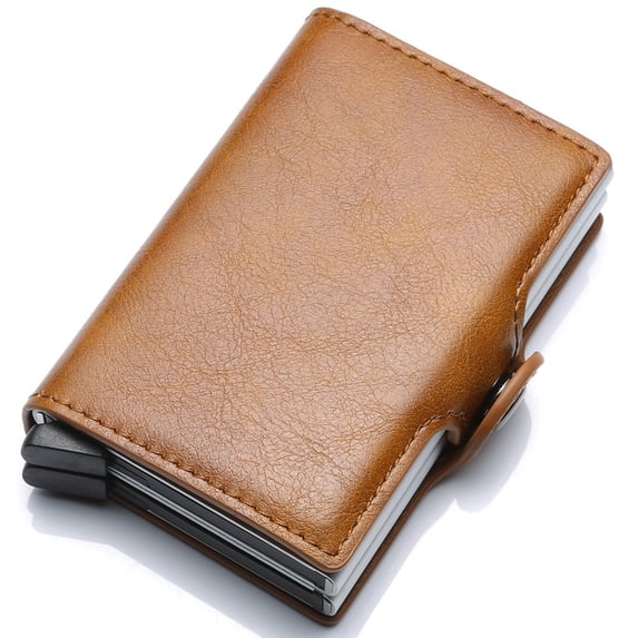 MINKUROW Ultra-thin RFID blocking wallet secure credit card wallet Credit Card Holders (Light Brown)