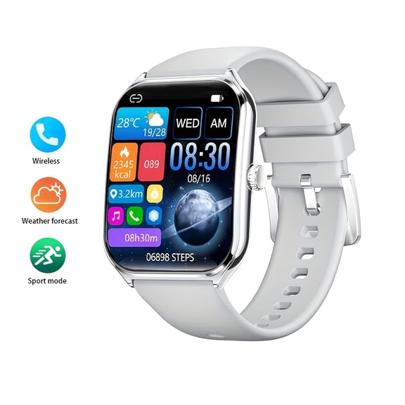 Ultra-thin Smartwatch: 1.93-inch curved touch screen, call, message reminder, sports modes, camera/music control, iOS/Android compatible, gift for friends/birthdays