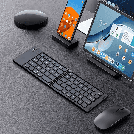 Ultra-thin Wireless Foldable Keyboard, Rechargeable Magnetic 7.3mm Ultra Slim and Compact Keyboard